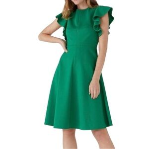 Kate Spade Green Flutter Sleeve Ponte Dress Sz 4 KB006